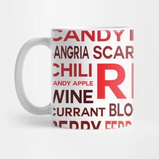 Word Cloud - Shades of Red (White Background) Mug